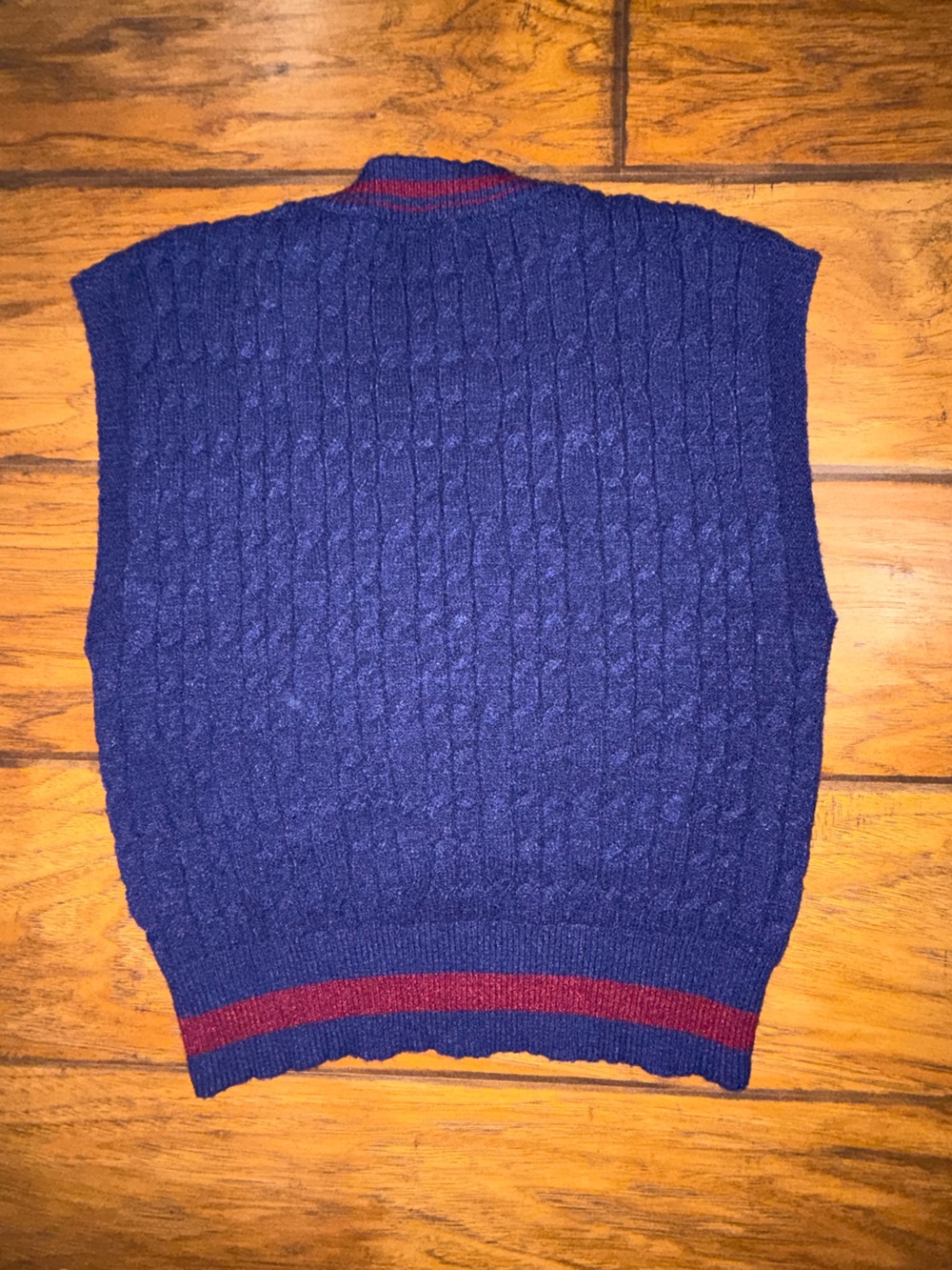 Haute Monde Navy Blue Sweater with Red/Maroon Stripes Size M - Picture 2 of 3